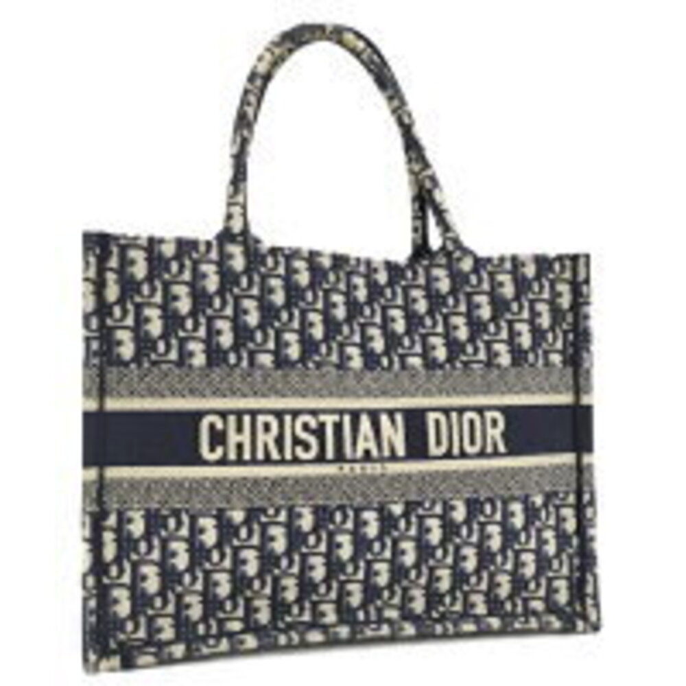 Christian Dior Book Tote Bag Canvas Navy Blue